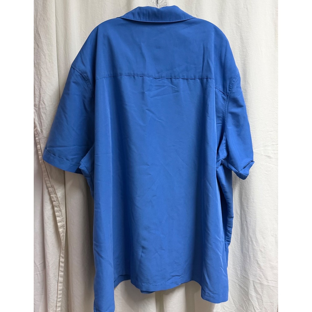 Cubavera Mens 4XLT Blue Striped Short Sleeve Camp Collar Bowling Shirt Classic - Picture 8 of 9
